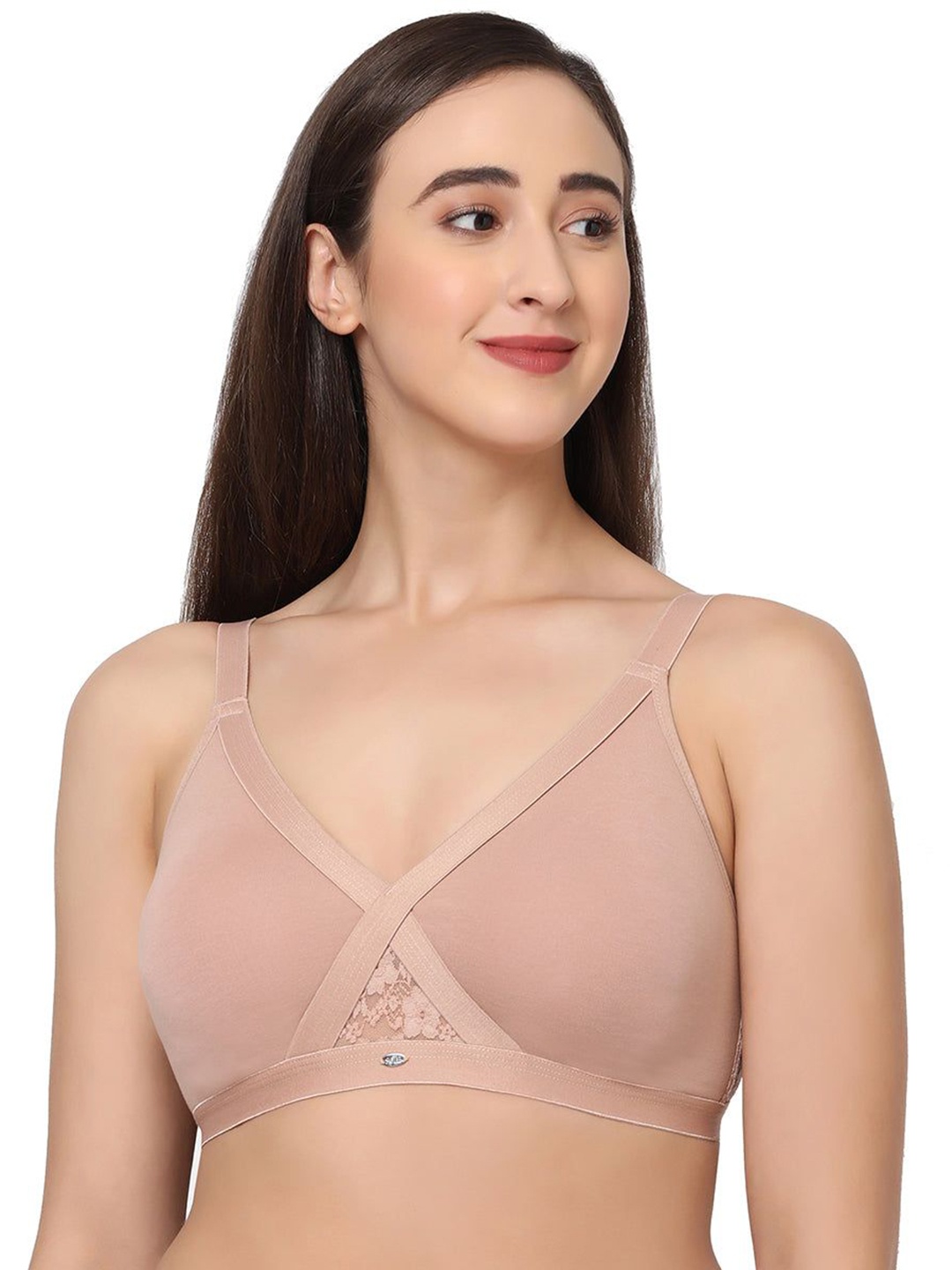 

Soie Pack Of 2 Full Coverage Cross Over Non Padded Non Wired Everyday bra, Brown