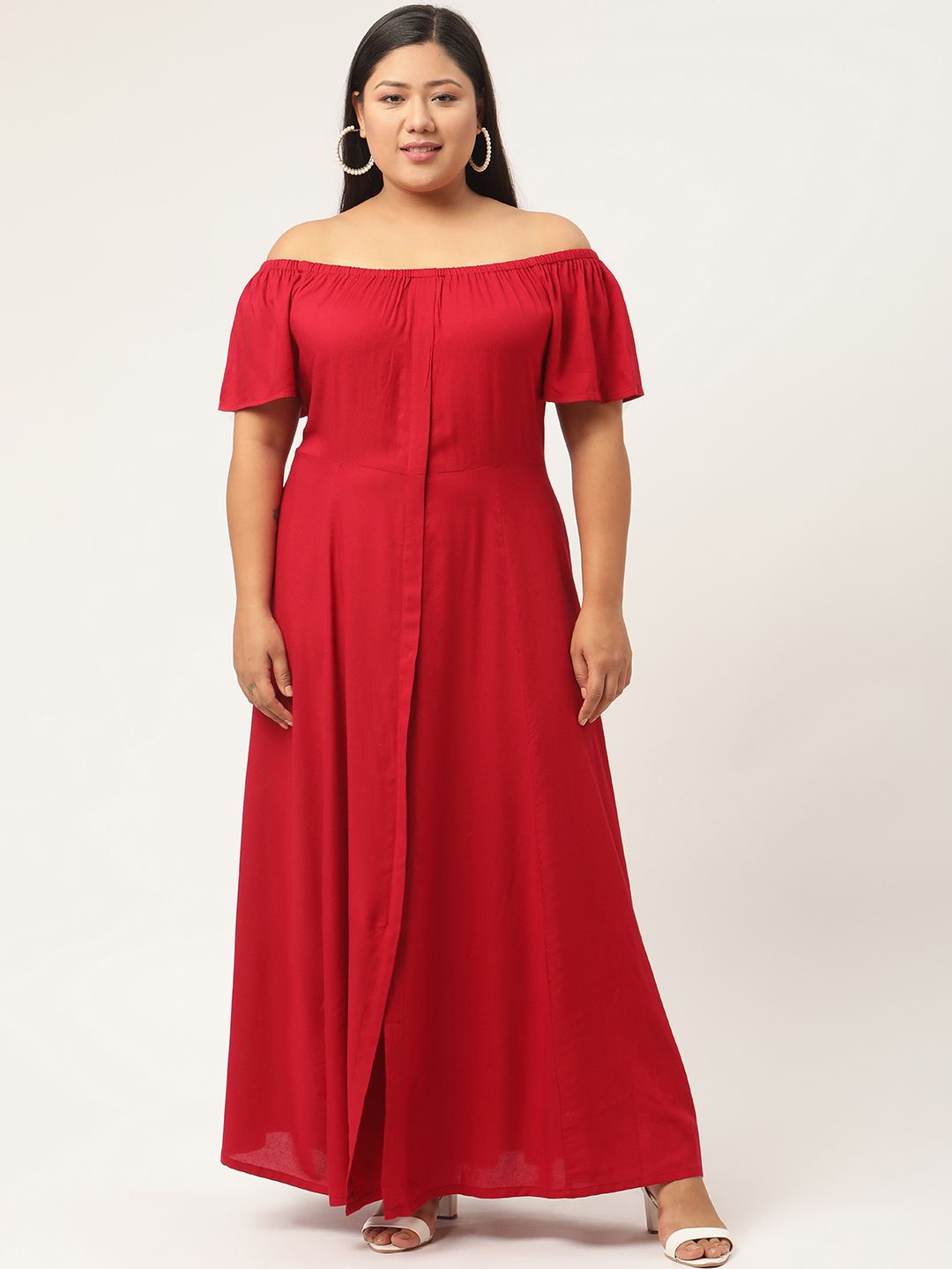 

theRebelinme Off-Shoulder A-Line Maxi Dress, Maroon