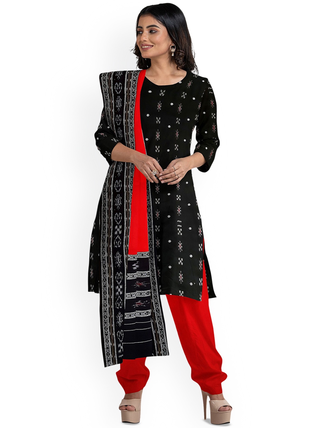 

KALPRA FASHION Pure Cotton Unstitched Dress Material, Black