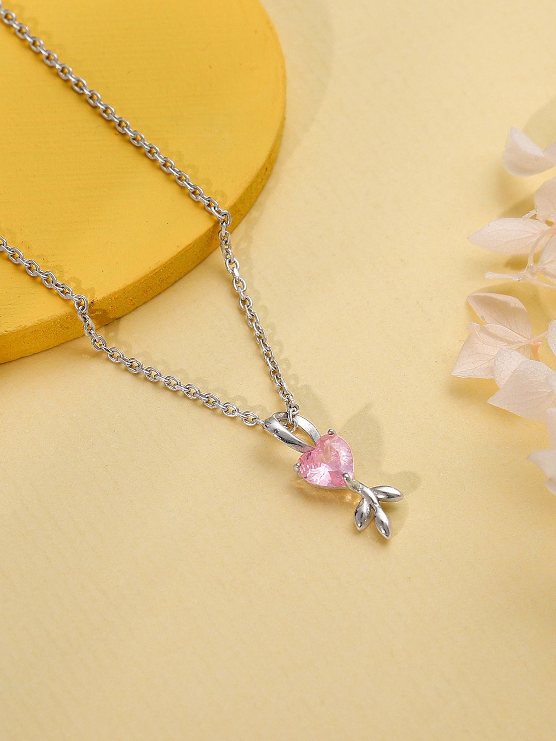 

GIVA Rhodium-Plated Heart Shaped Pendants with Chains, Silver