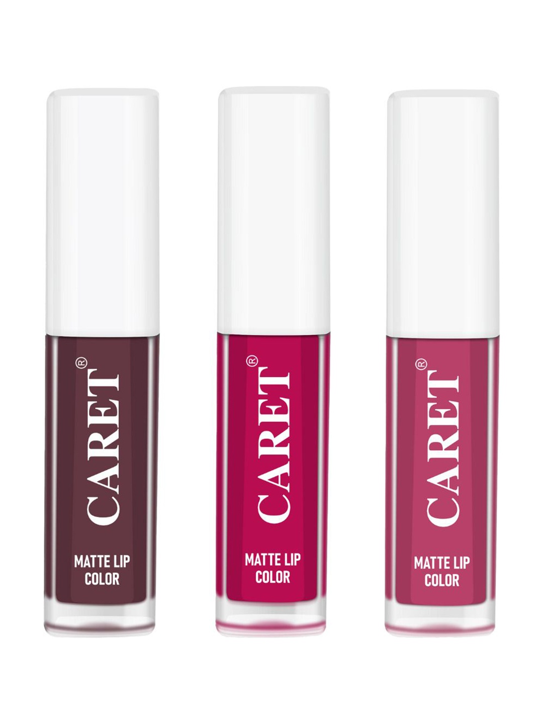 

CARET ORGANIC Set Of 3 Super-Pigmented Liquid Matte Lipsticks - 2 ml Each - 7 - 5 - 8, Pink