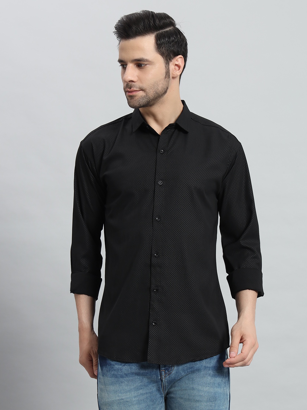 

BAESD Men Premium Slim Fit Opaque Party Shirt, Black
