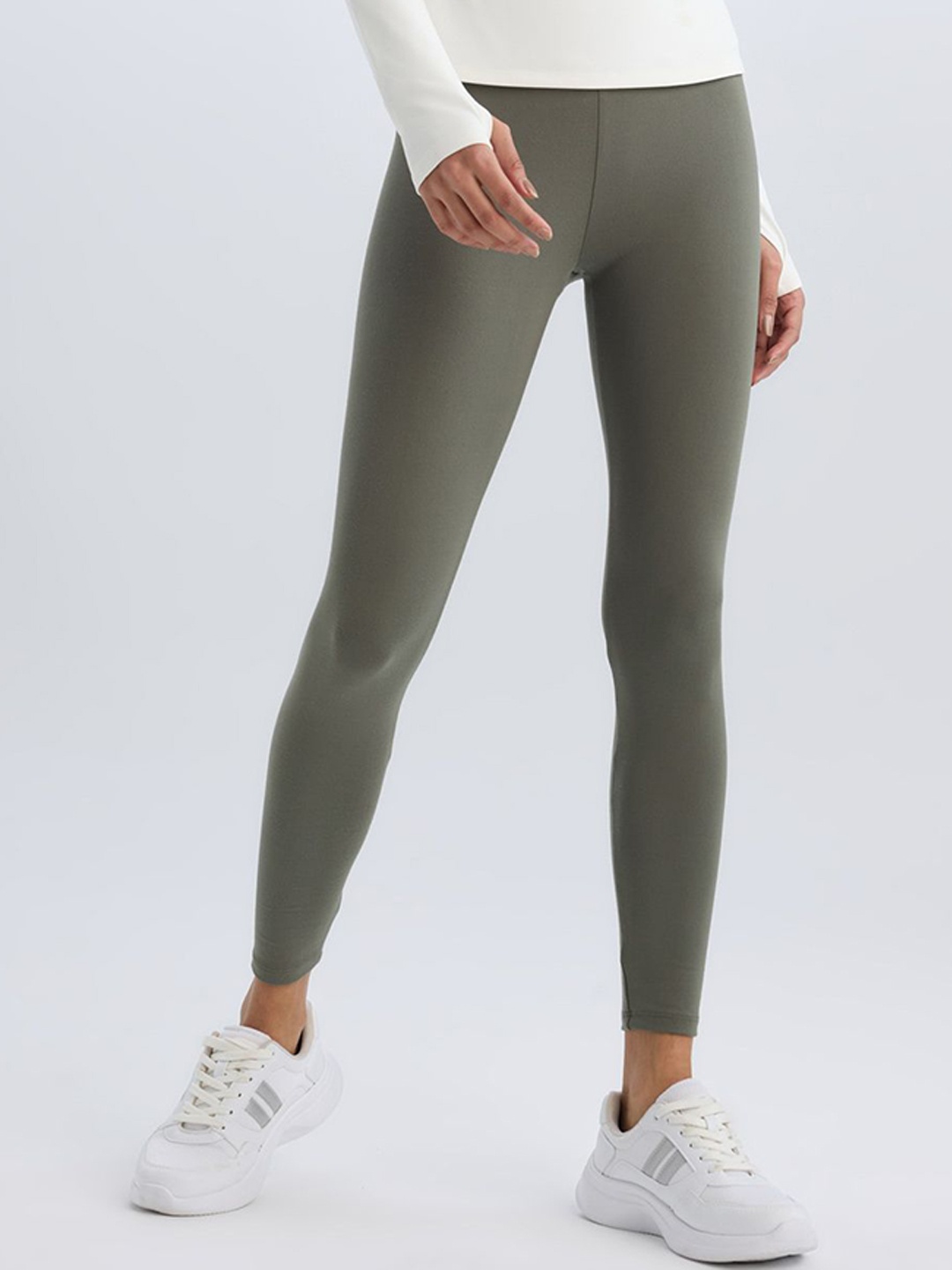 

DeFacto Women High Rise Ankle Length Tights, Green
