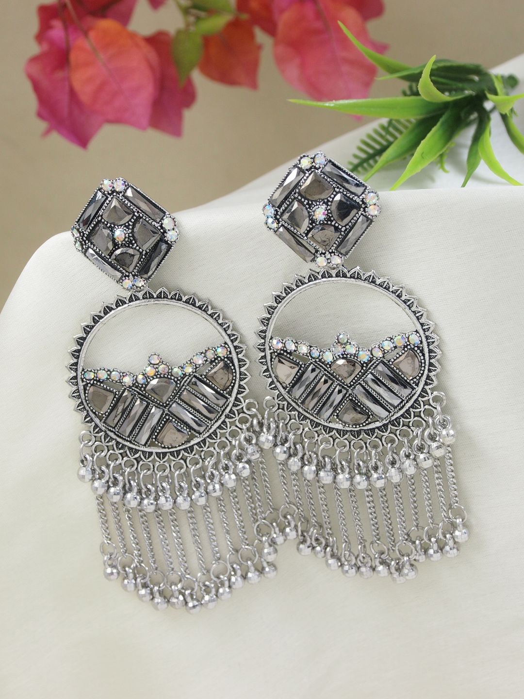 

I Jewels Contemporary Drop Earrings, Silver