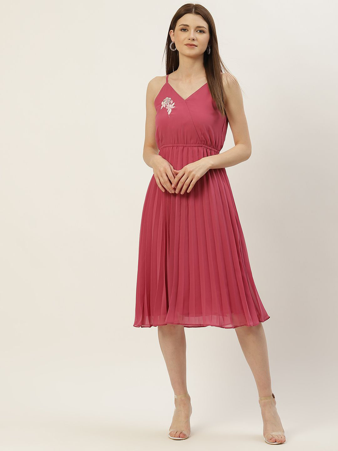 

Moda Rapido Georgette A-Line Midi Dress, Pink