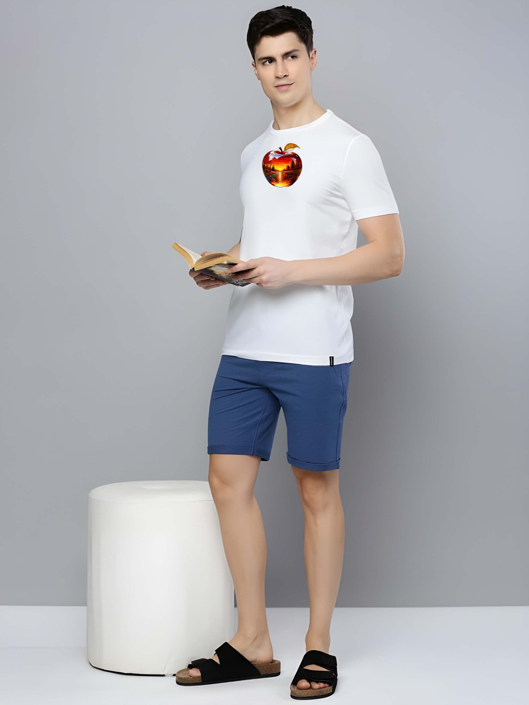 

BOWLIFESTYLE Men Pure Cotton T-shirt, White