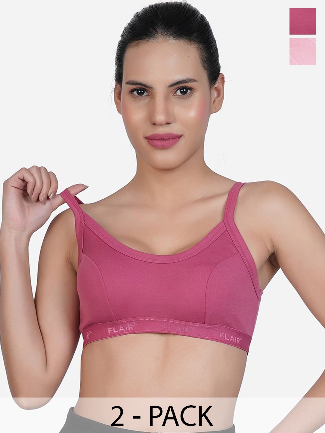 

SHYAM SONS FLAIR Women Pack Of 2 Full Coverage Workout Bra, Pink