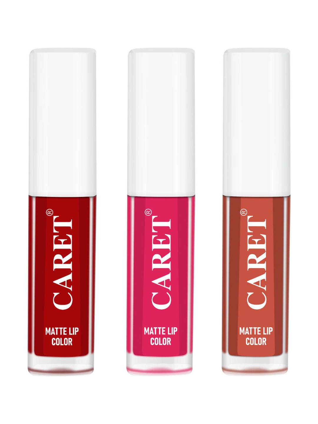 

CARET ORGANIC Set Of 3 Super-Pigmented Liquid Matte Lipsticks - 6 ml - 3 - 4 - 6, Red