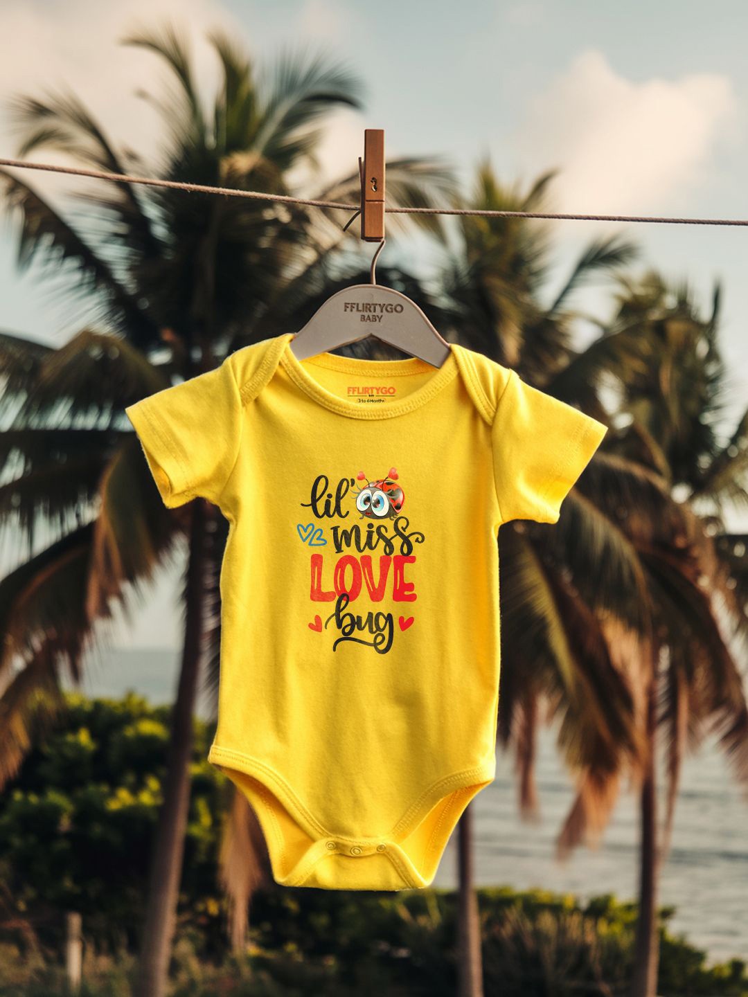 

FFLIRTYGO Infants Valentine day Printed Cotton Bodysuit, Yellow