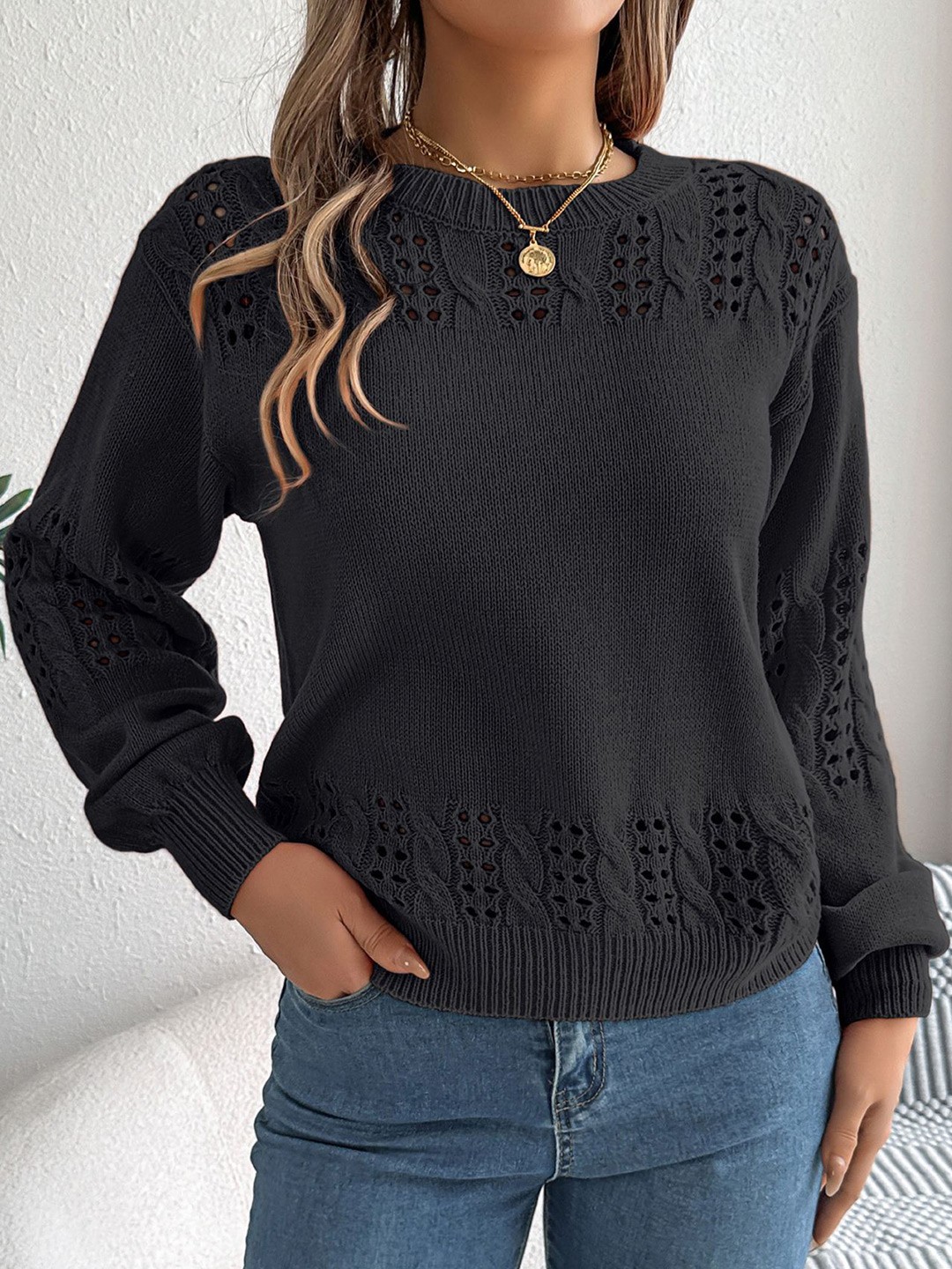 

StyleCast x Revolte Women Argyle Pullover, Black