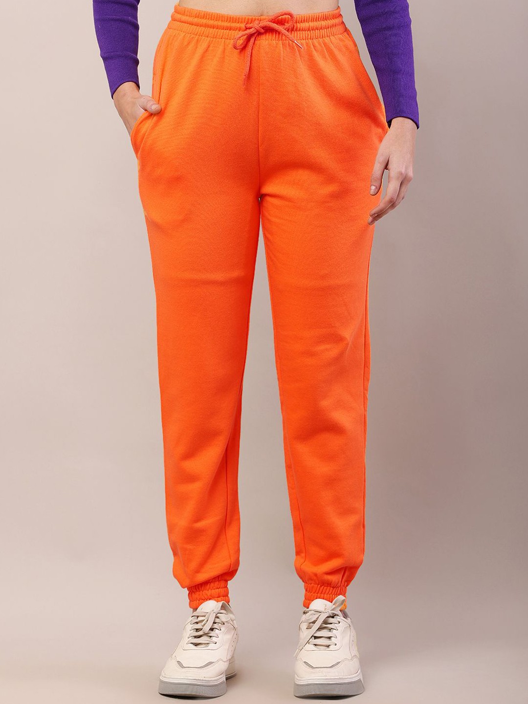 

NoBarr Women Cotton Joggers Trousers, Orange