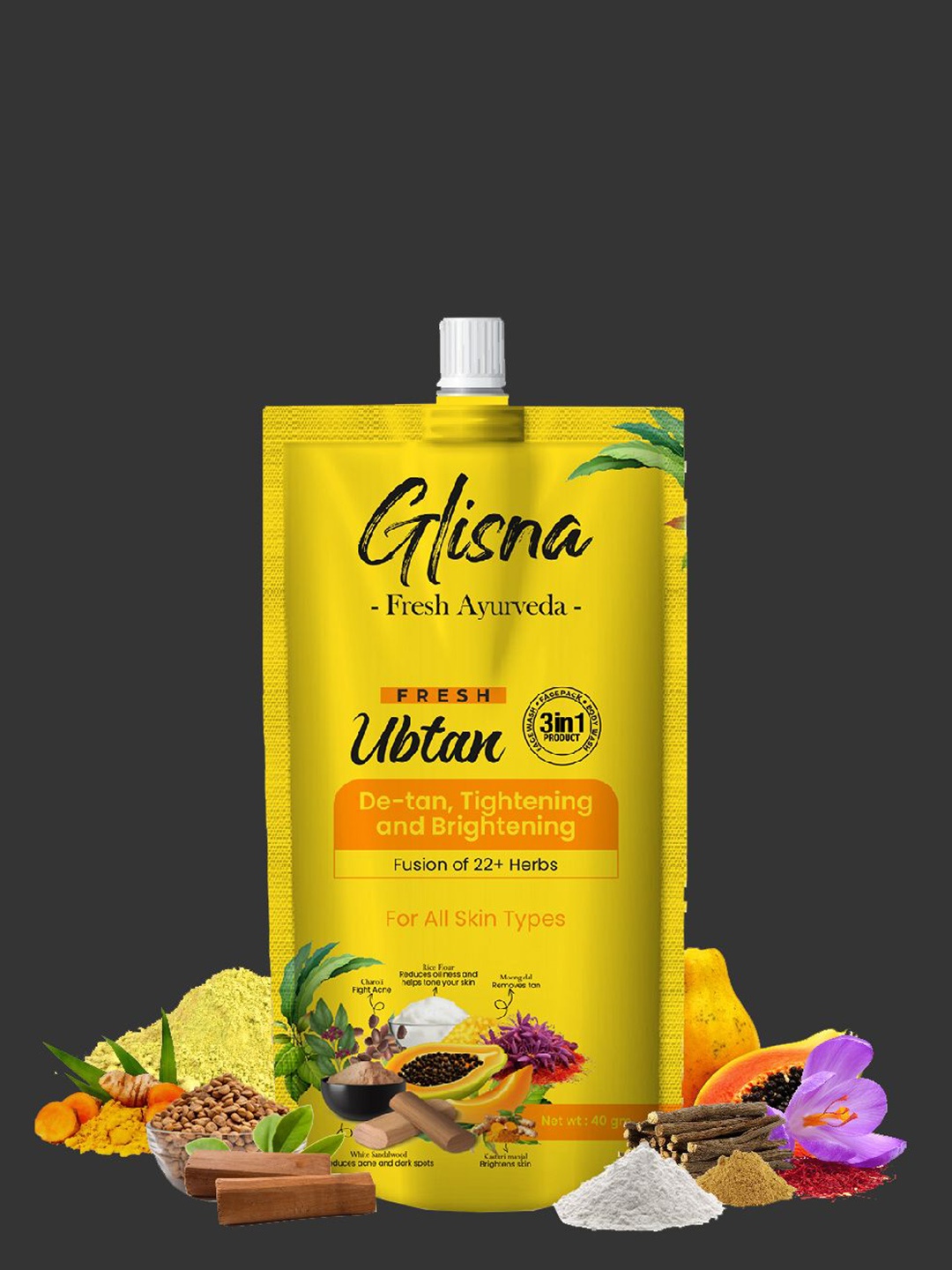 

GLISNA Set Of 2 Fresh Ubtan & Face Pack For De-tan- 80 g Each, Green