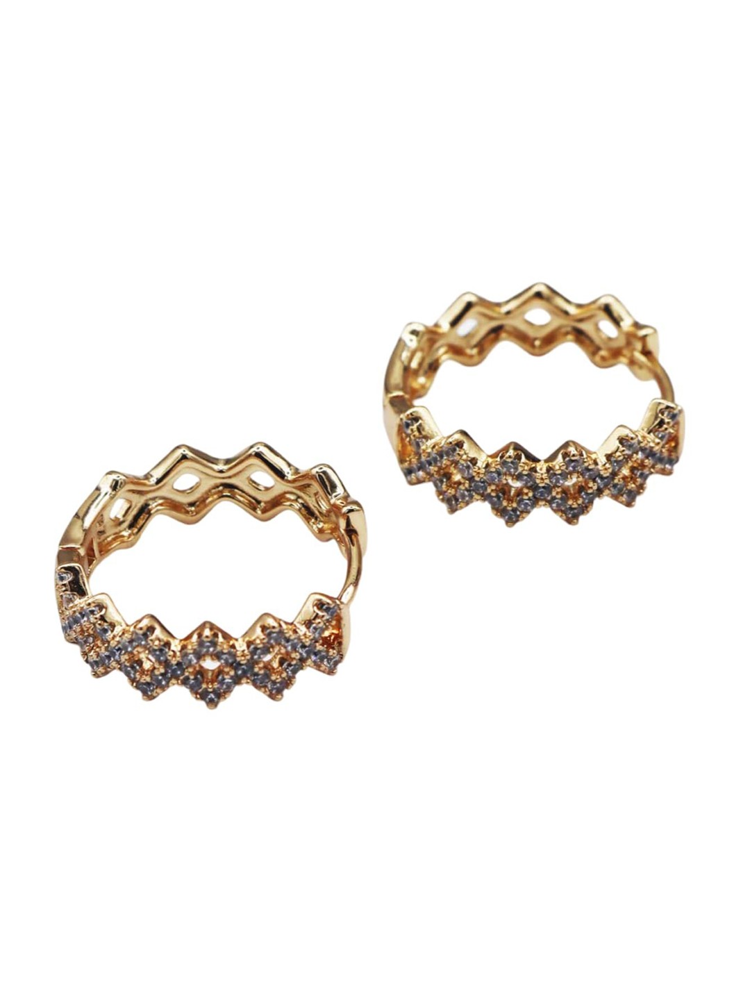 

ISHI New York Rose Gold-Plated Sparkling Zigzag Hoops
