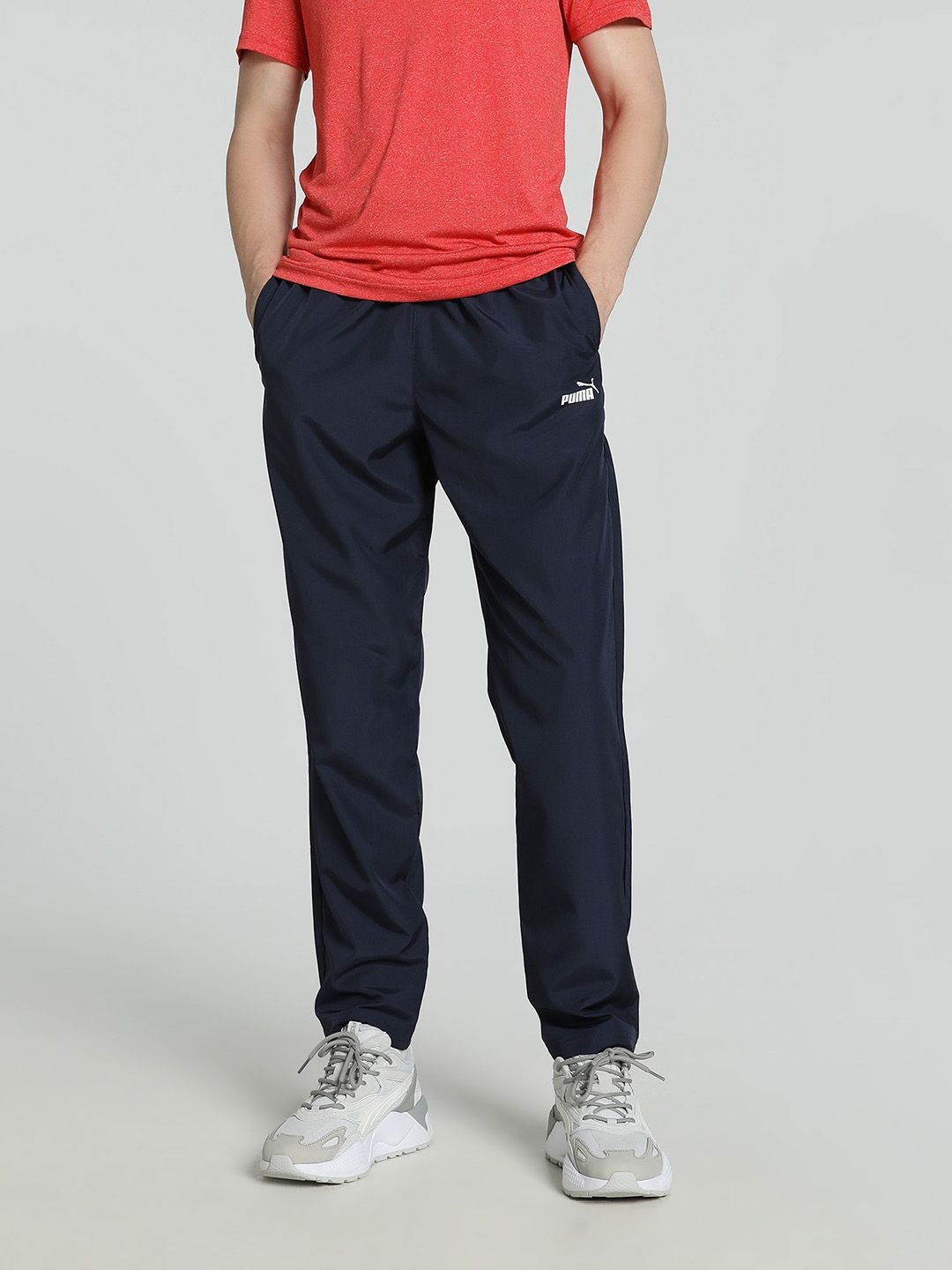 

Puma Men Cricket Brand Logo Printed Mid Rise Track Pant, Blue