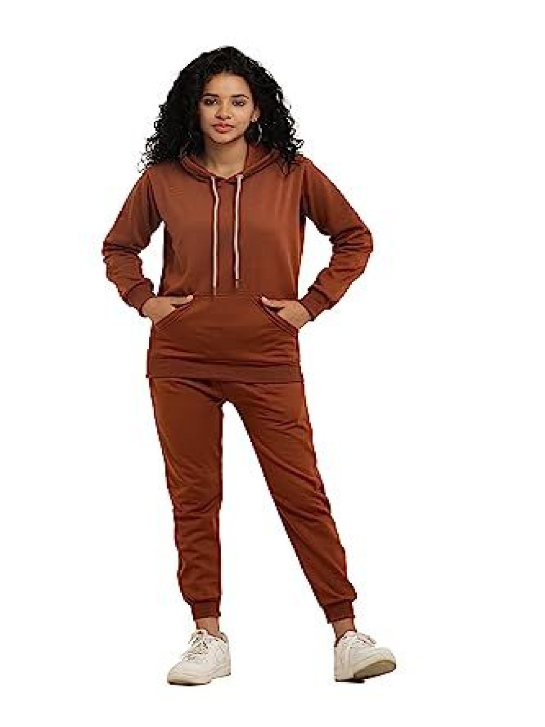 

NOTWILD Women Cotton Hooded Tracksuit, Brown