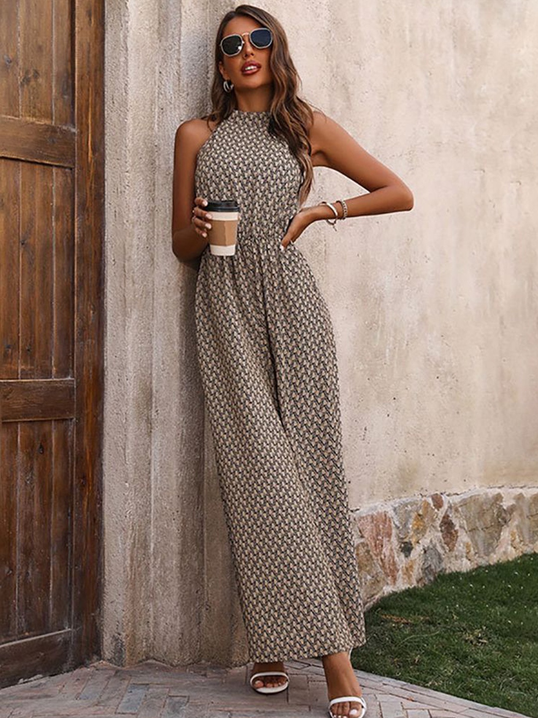 

StyleCast x Revolte Women Printed Basic Jumpsuit, Khaki