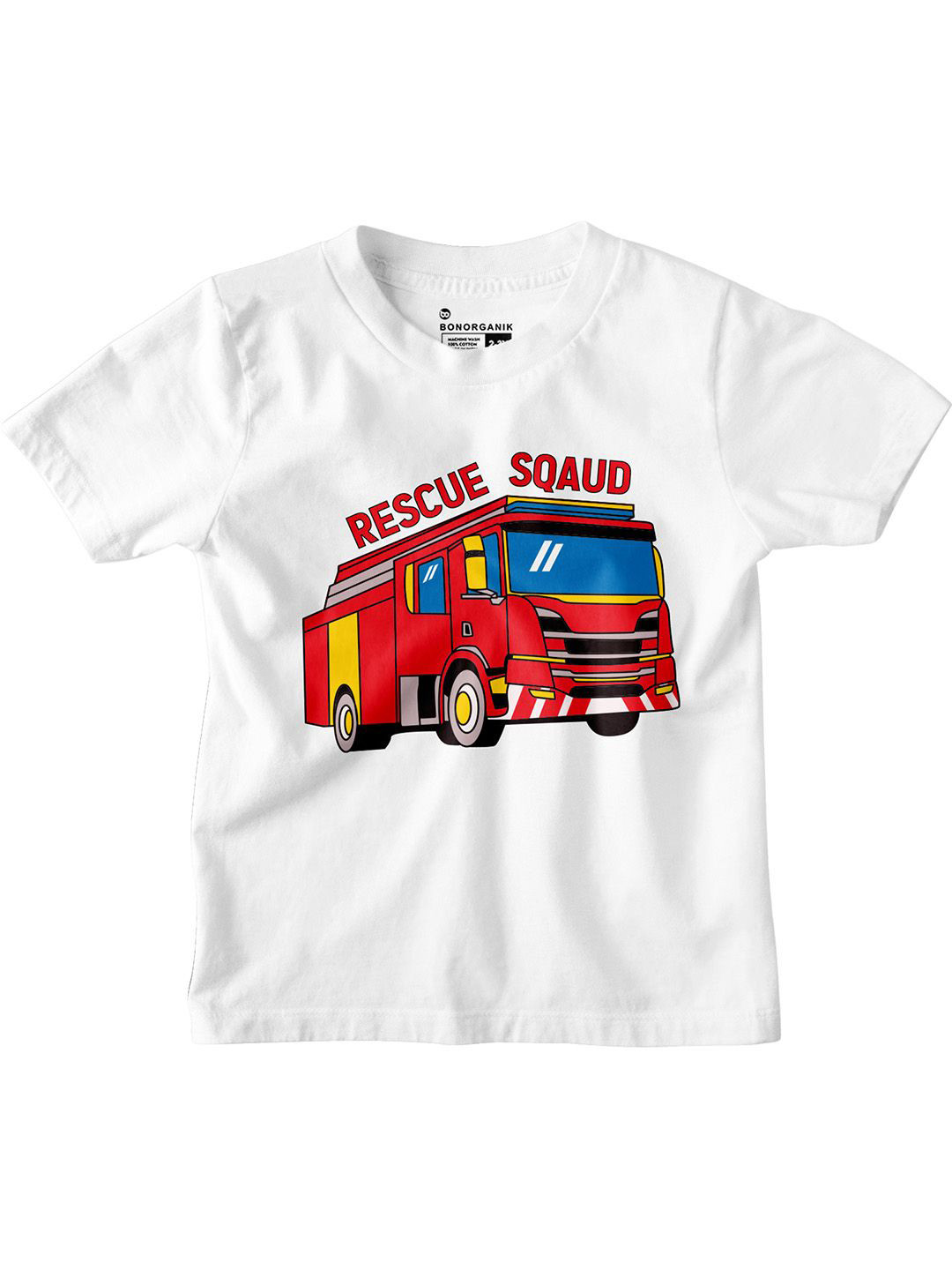 

BonOrganik Boys Graphic Printed Round Neck Cotton T-shirt, White