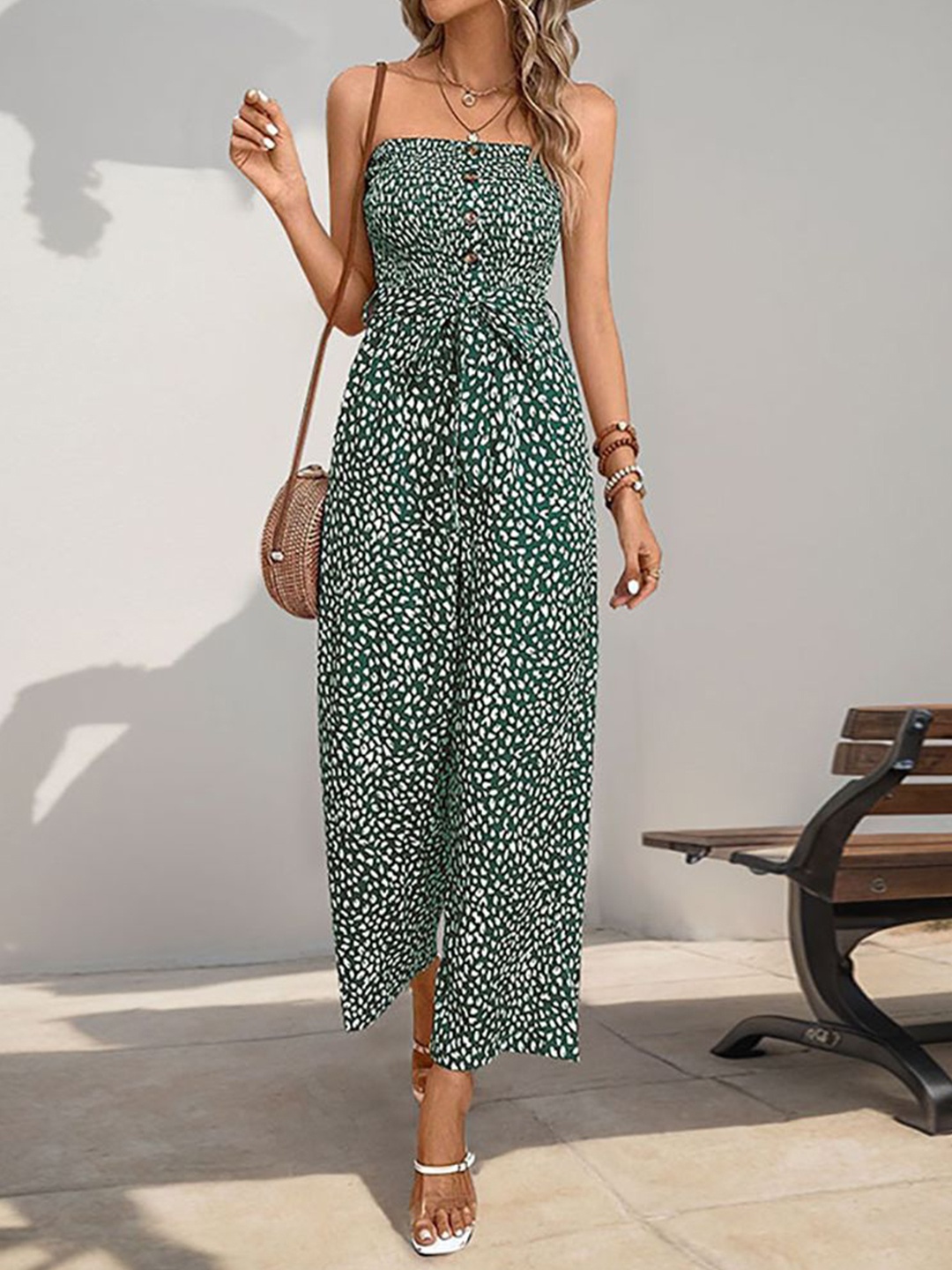 

StyleCast x Revolte Women Strapless Printed Basic Jumpsuit, Grey