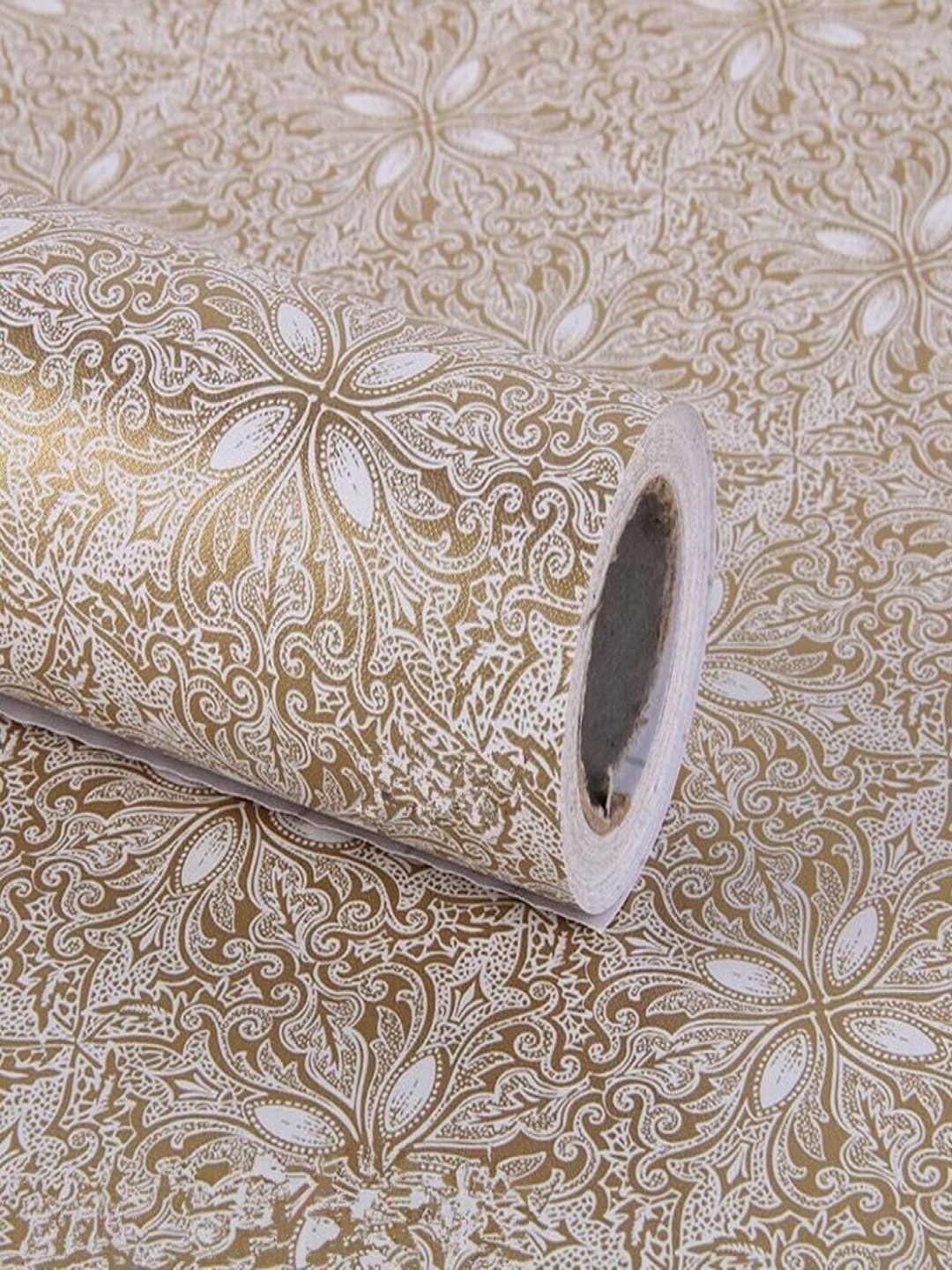 

ANNA CREATIONS Yellow & White Printed WaterproofWallpaper, Gold