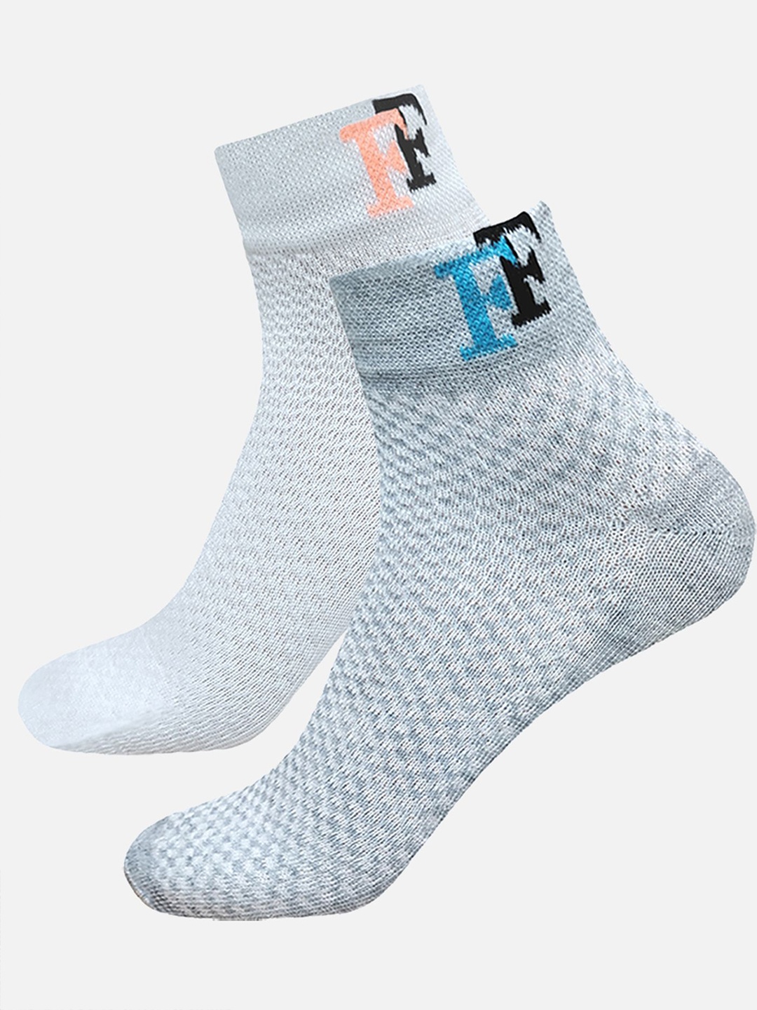 

StyFun Men Pack Of 2 Patterned Ankle Running Socks, White