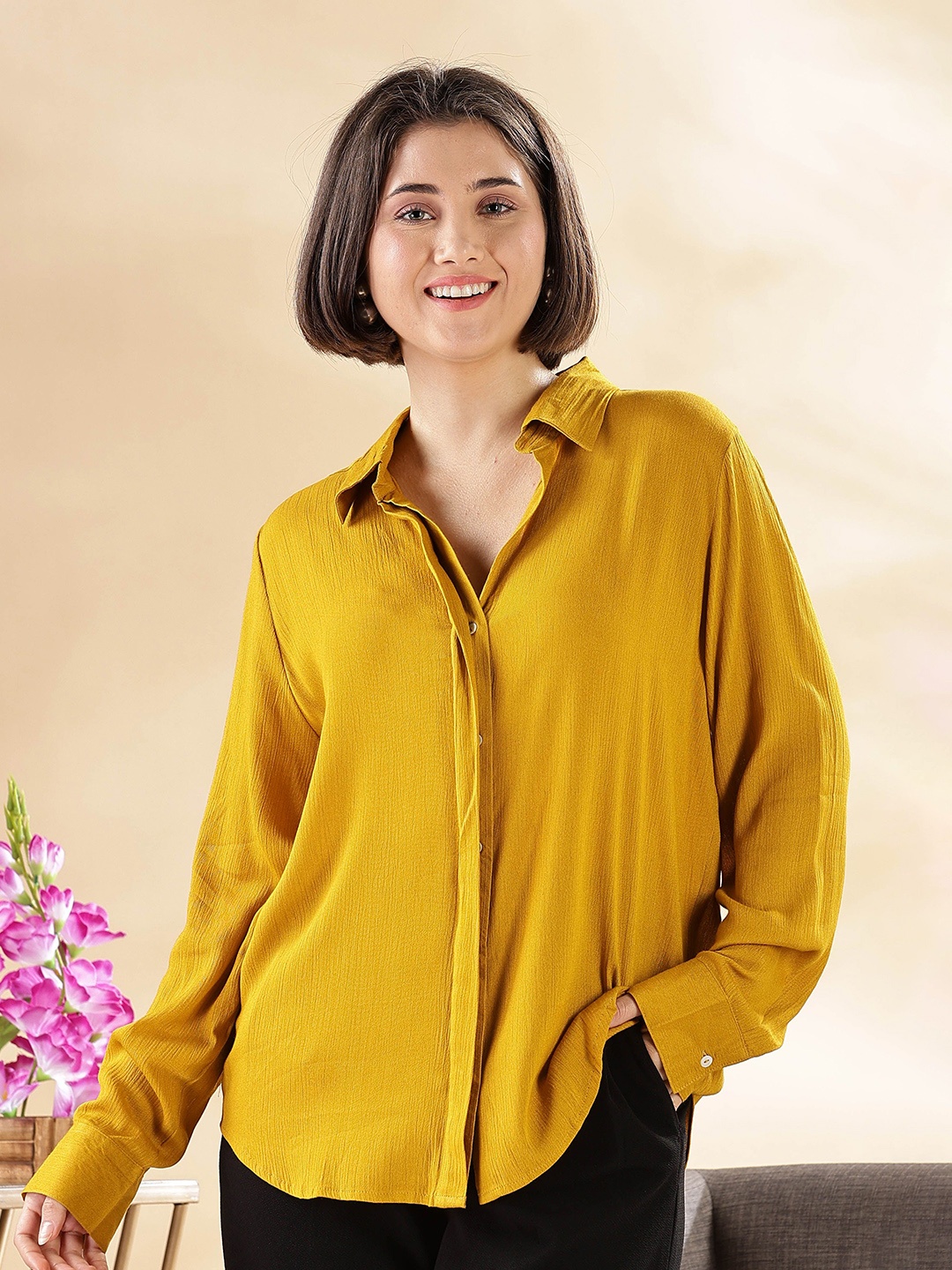 

Anouk Women Relaxed Casual Shirt, Mustard