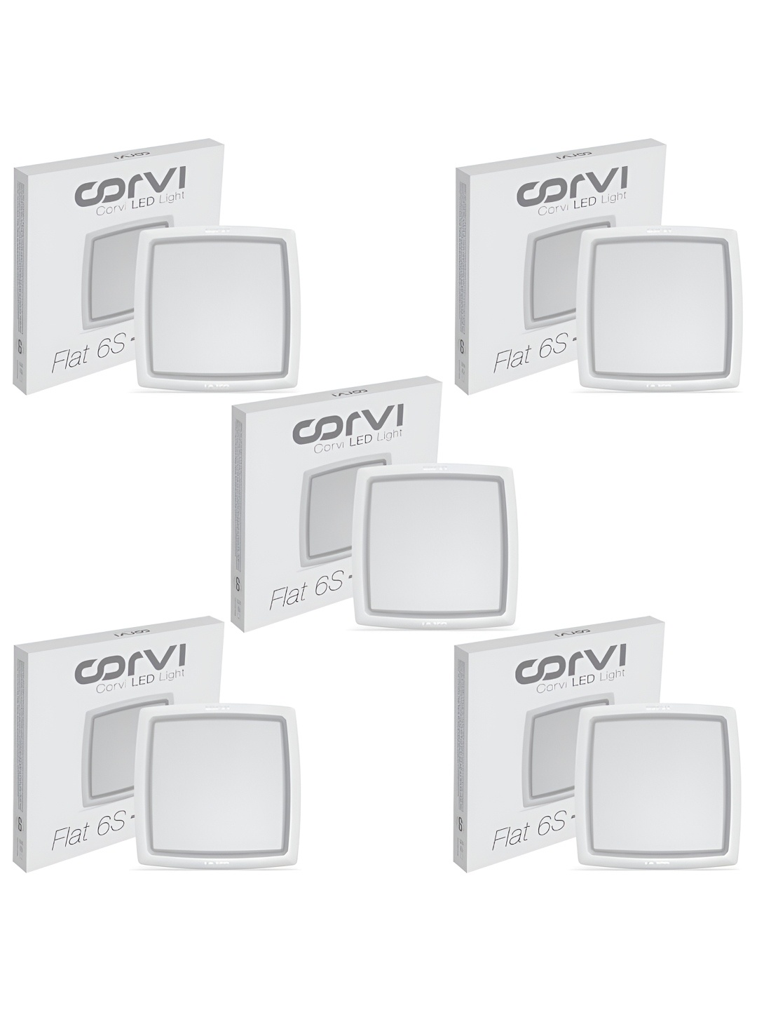 

Corvi White 5 Pieces LED Surface 6S Square 15W Dimmable & Driverless Ceiling Panel Lights