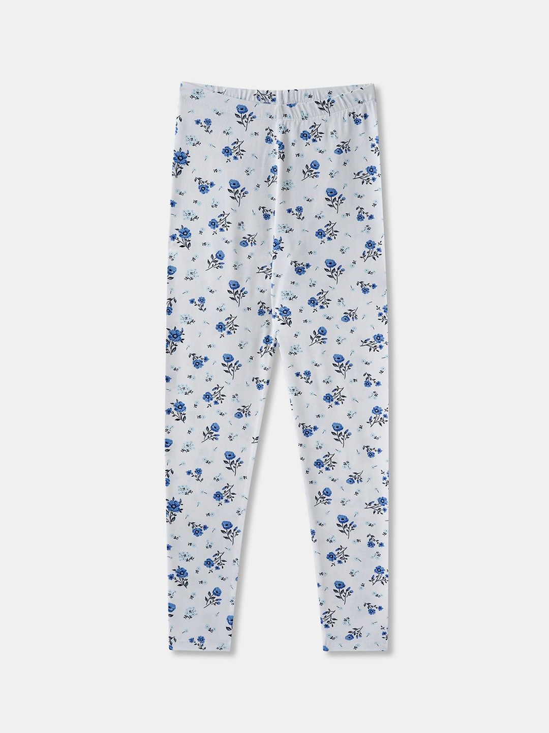 

R&B Girls Printed Cotton Ankle-Length Leggings, White