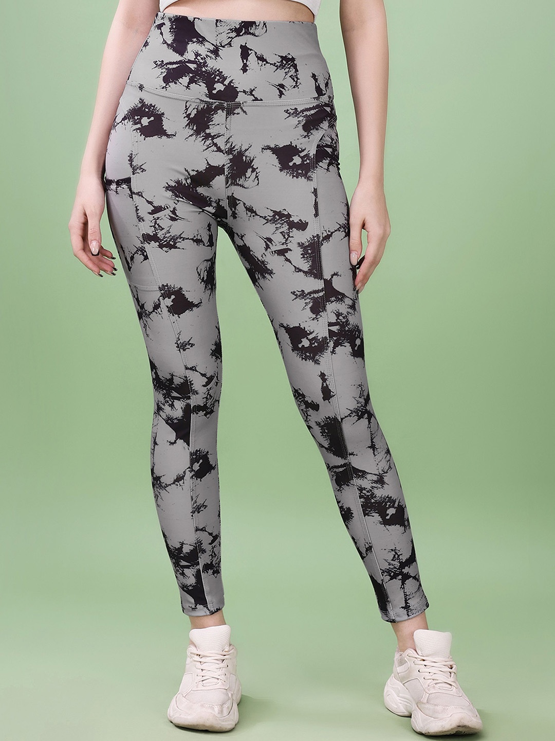 

POOJARAN SAREE Printed High Rise Tights, Grey