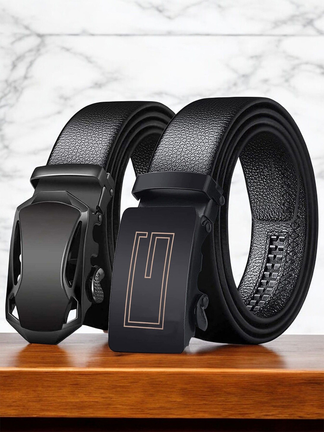 

Provogue Men Pack Of 2 Textured Belt, Black
