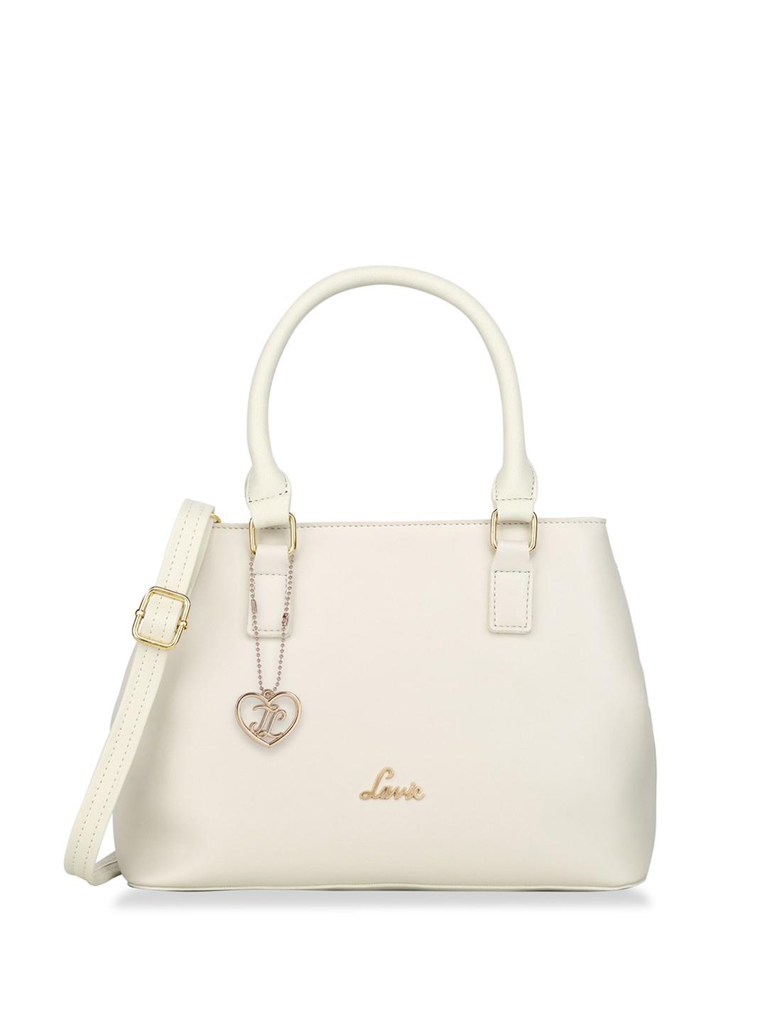 

Lavie Women Solid Structured Leather Satchel Bag, Off white