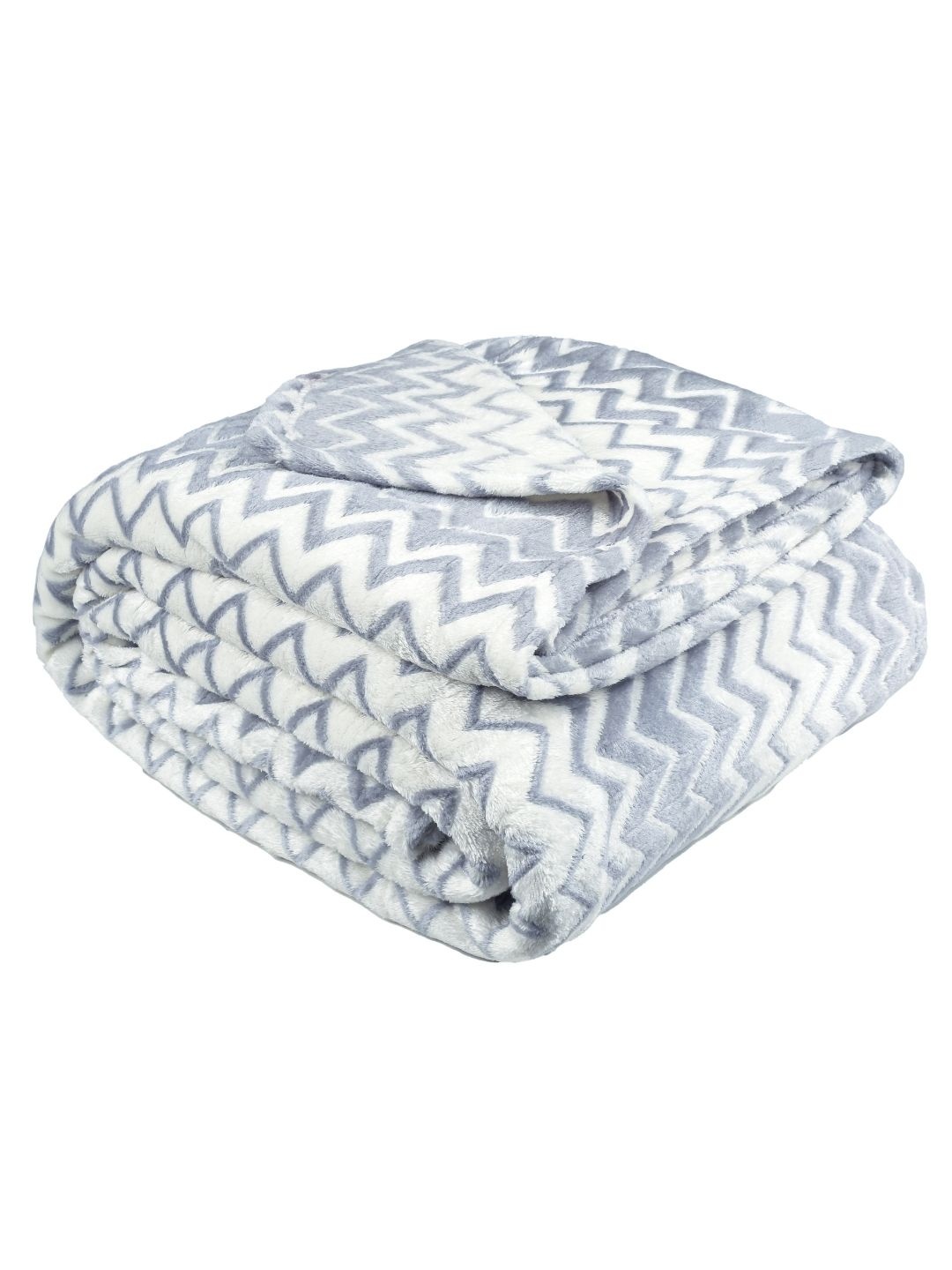

VAS COLLECTIONS Grey & White Printed Fleece 300 GSM AC Room Double Bed Blanket