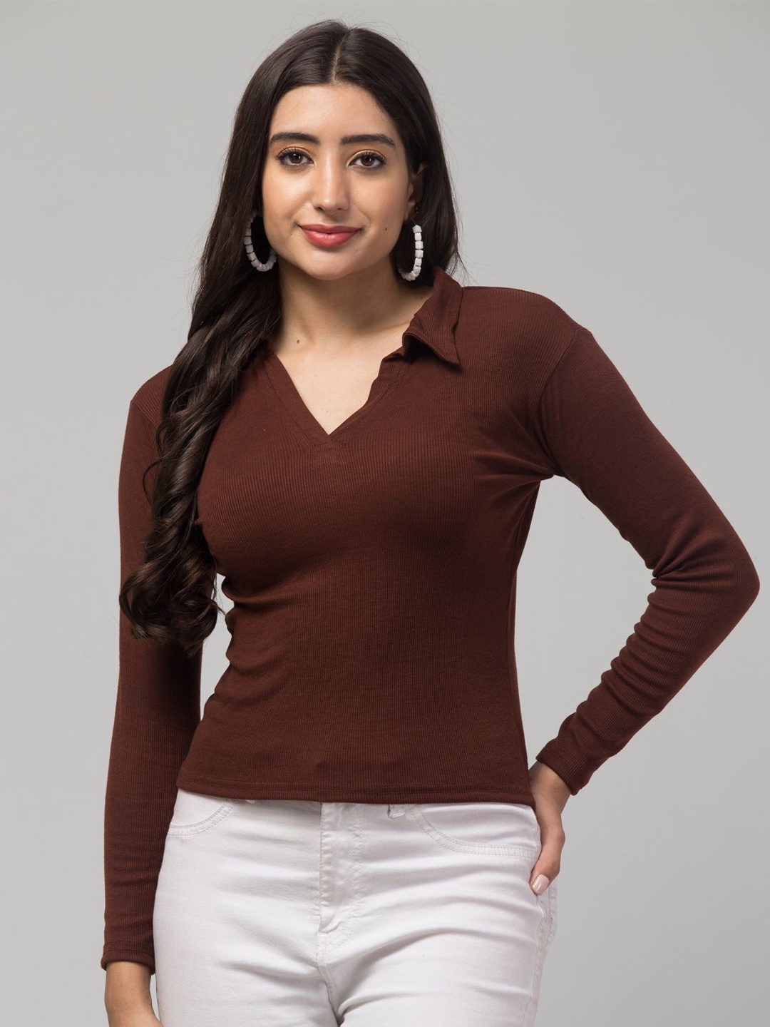 

STYLE PREZONE Top, Brown