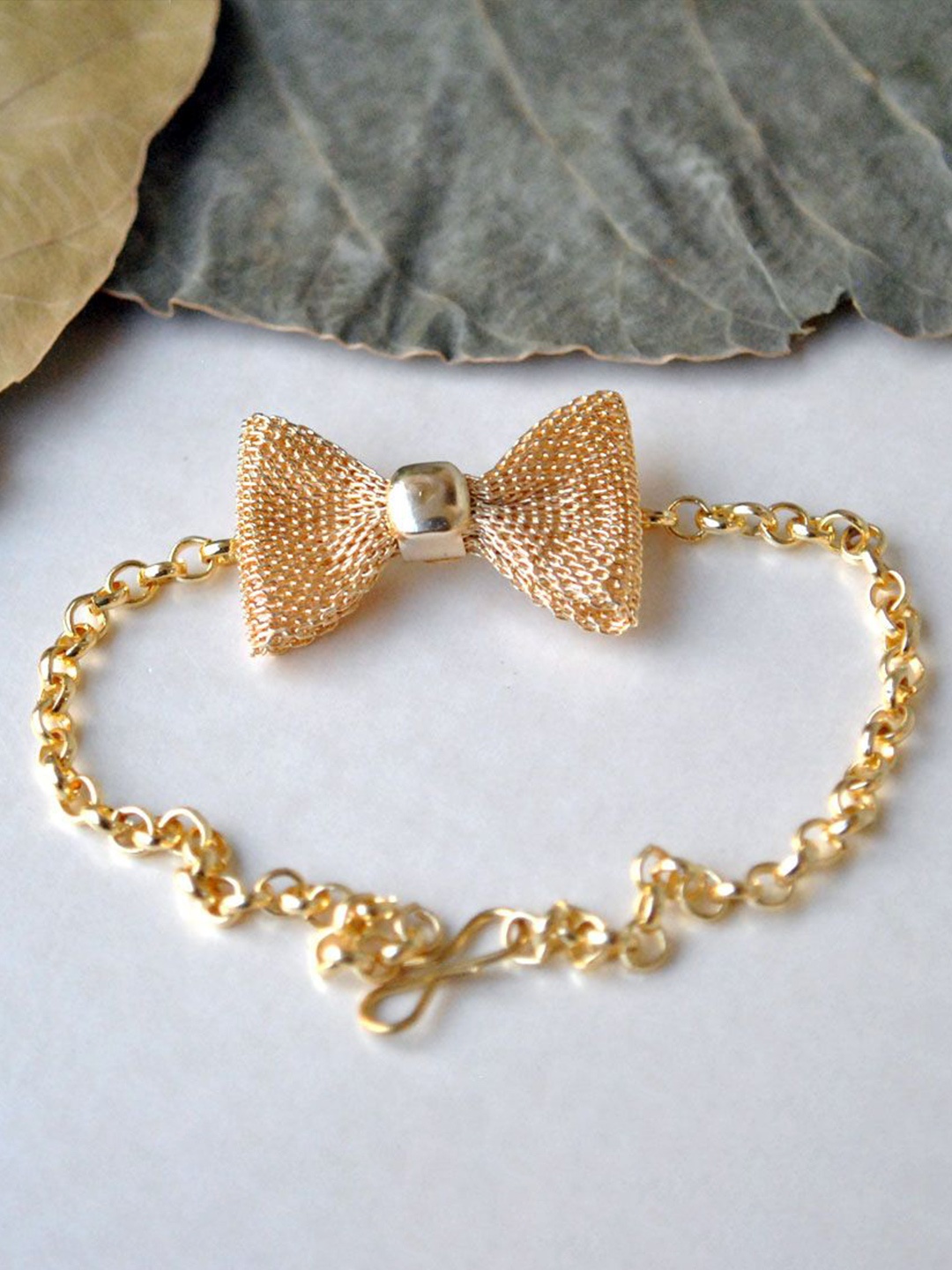 

BeAbhika Women Gold-Plated Knotty Bow Wraparound Bracelet
