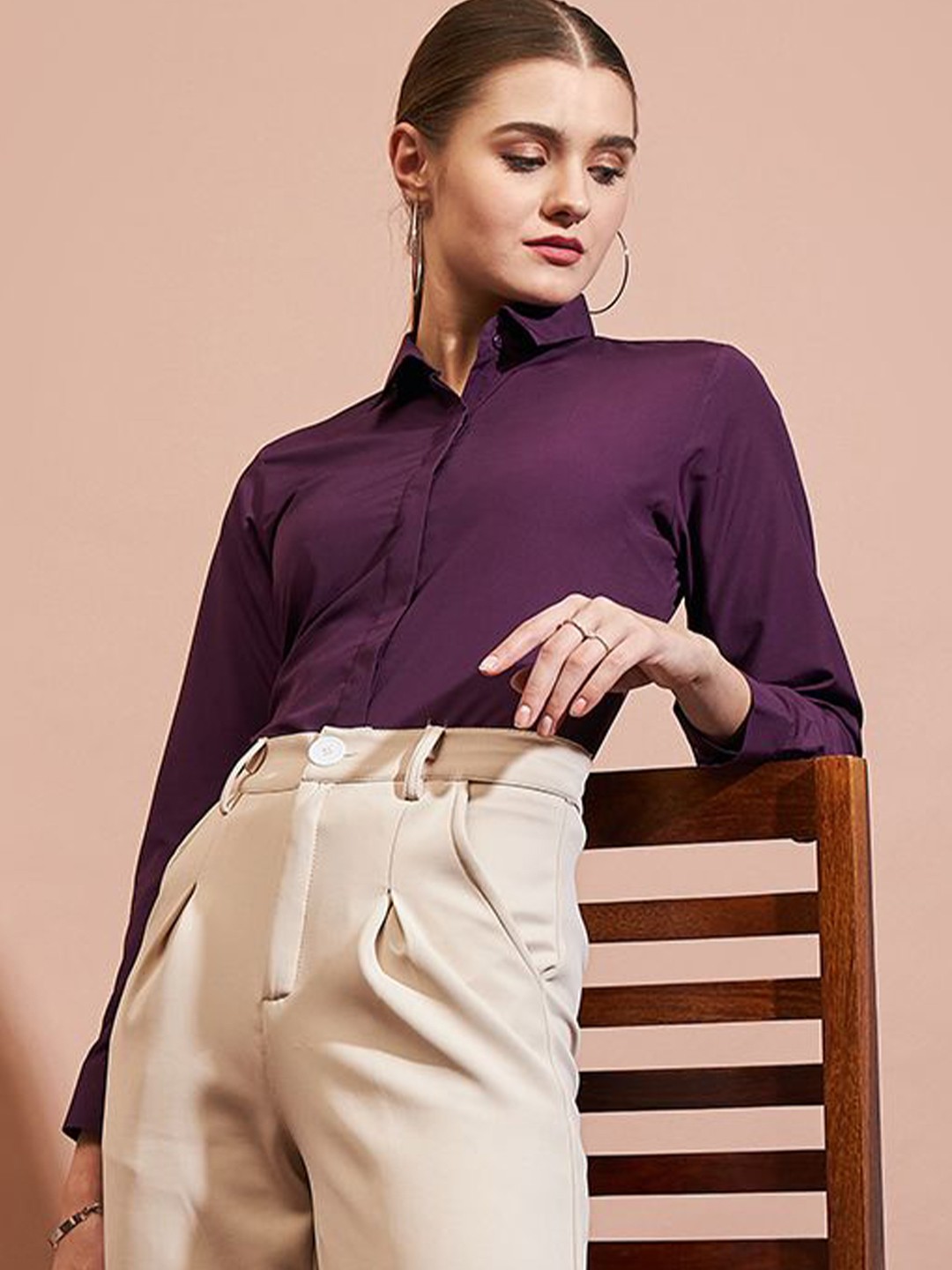 

DressBerry Women Slim Fit Opaque Casual Shirt, Maroon