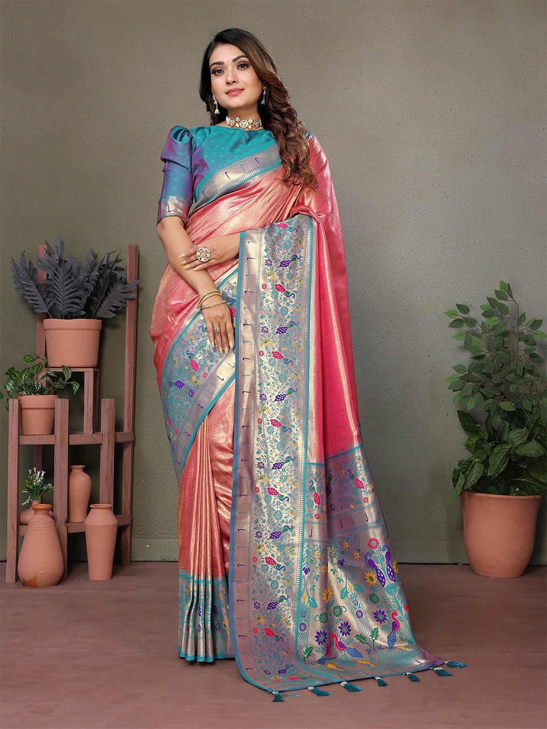 

Vintro Woven Design Tissue Designer Paithani Saree, Blue