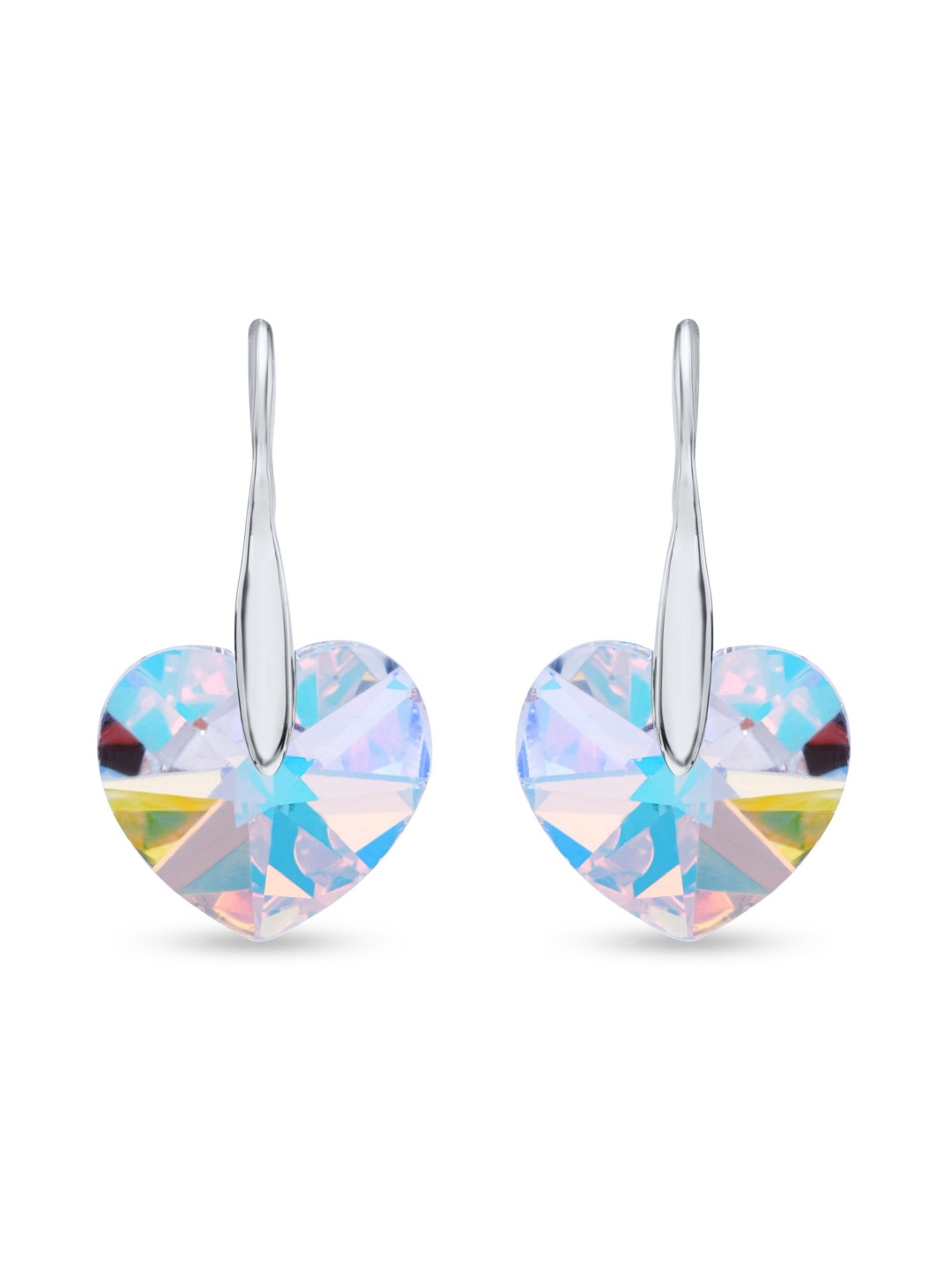 

Nipura Rhodium-Plated 925 Sterling Silver Crystals Heart Shaped Drop Earrings