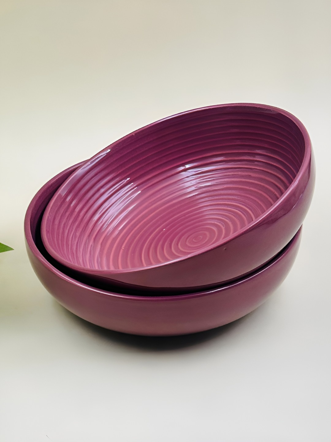 

Lupaava Maroon 2 Pieces Ceramic Glossy Microwave Safe Serving Bowl 700 ml Each