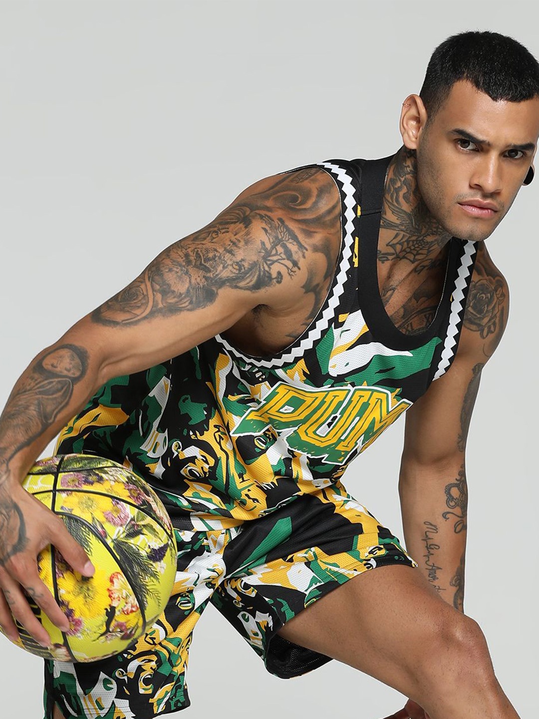 

Puma Rival Rage Printed Sleeveless Basketball Tank, Black
