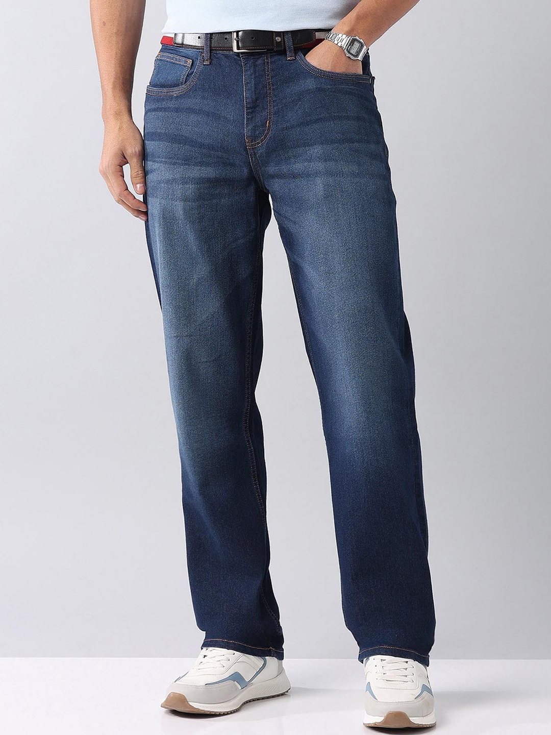

AD By Arvind Men Relaxed tapered Fit Mid Rise Jeans, Blue
