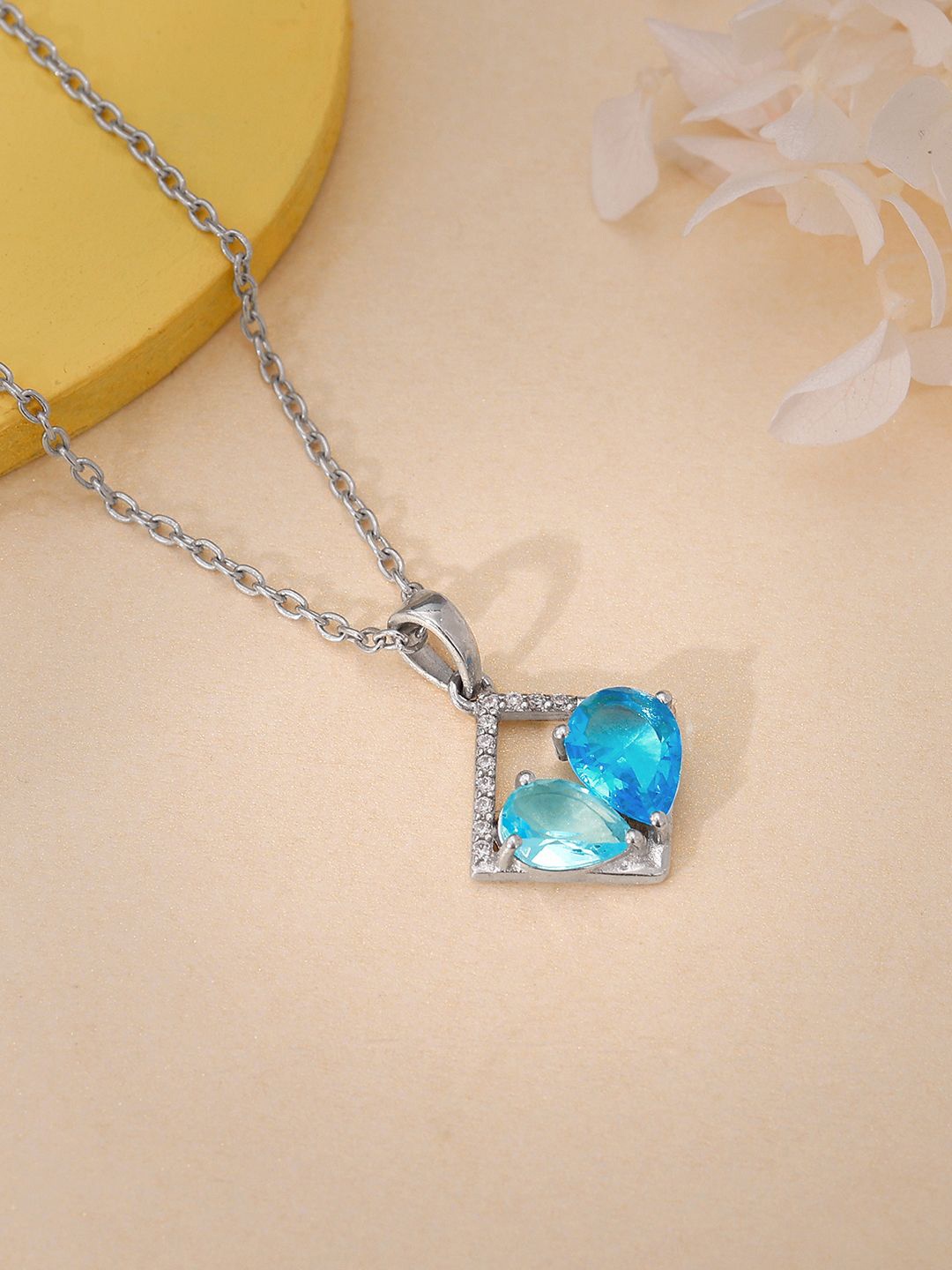 

GIVA Rhodium-Plated Contemporary Pendants with Chains, Silver
