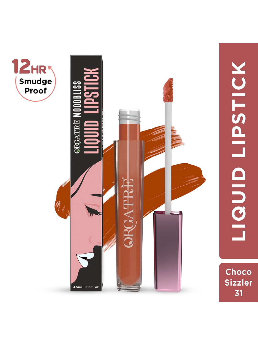 

Orgatre Mood Bliss Long Lasting & Hydrating Liquid Lipstick - 4.5 ml - Choco Sizzler - 31, Brown