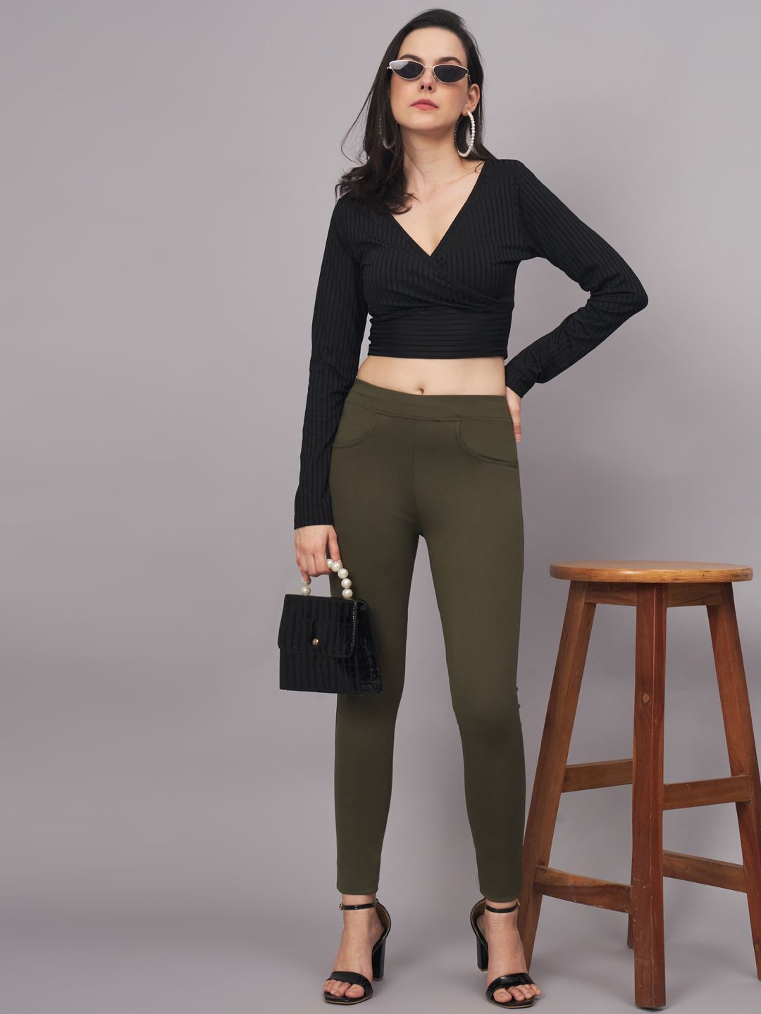 

REBERRY Women Regular Fit Jeggings, Green