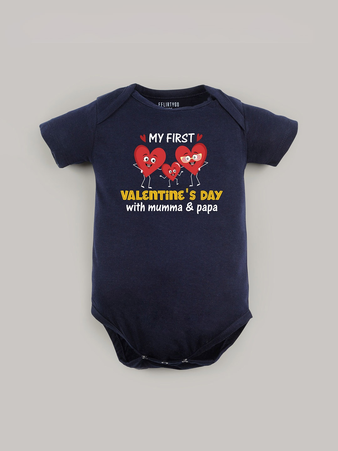 

FFLIRTYGO Infants Valentine day Printed Cotton Bodysuit, Navy blue