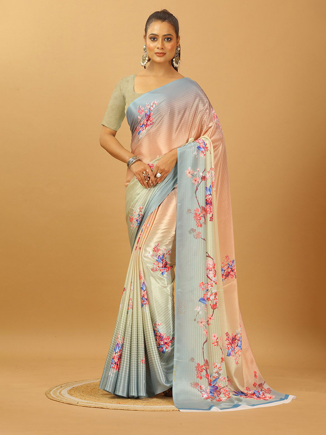 

NIRMAL CREATION Pure Crepe Saree, Grey