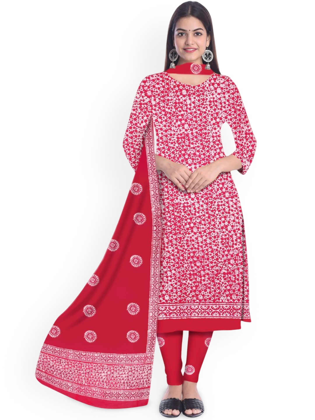 

Farooq Dyeing Floral Printed Batik Pure Cotton Unstitched Dress Material, Pink