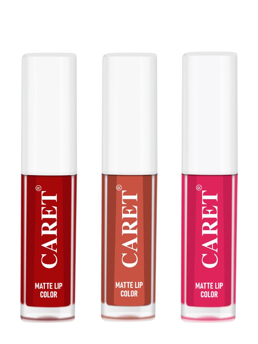 

CARET ORGANIC Set Of 3 Super-Pigmented Liquid Mini Matte Lipsticks - 6 ml - 3 - 6 - 4, Red