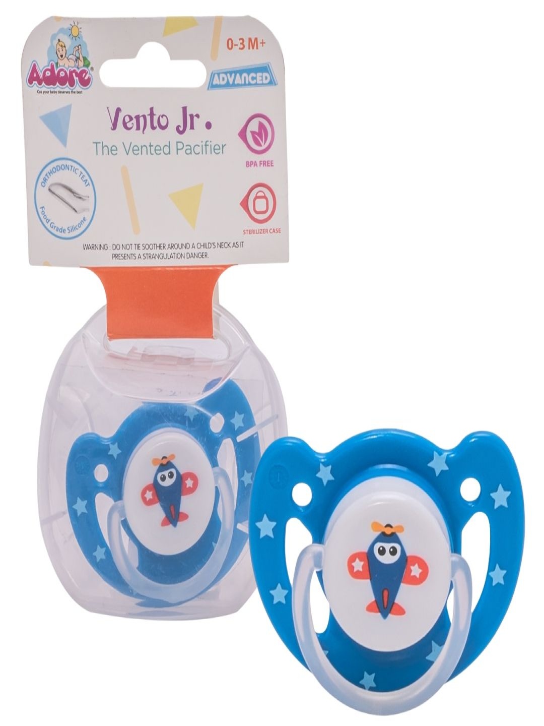 

Adore Vento Jr Orthodontic Vented Pacifier, Blue