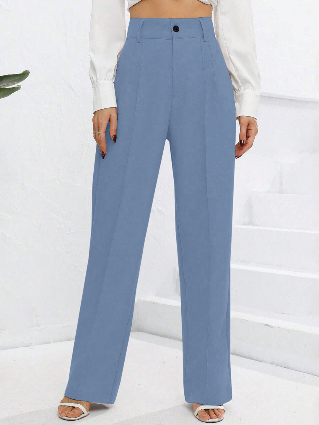 

Jinax Women Relaxed Straight Leg Parallel Trousers, Turquoise blue