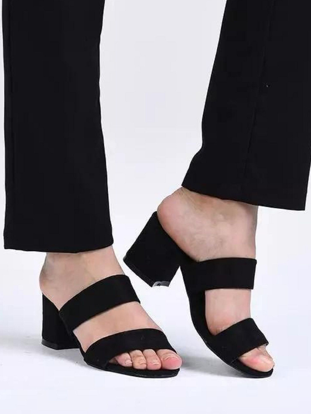 

Fashion Tails Open Toe Block Heels, Black