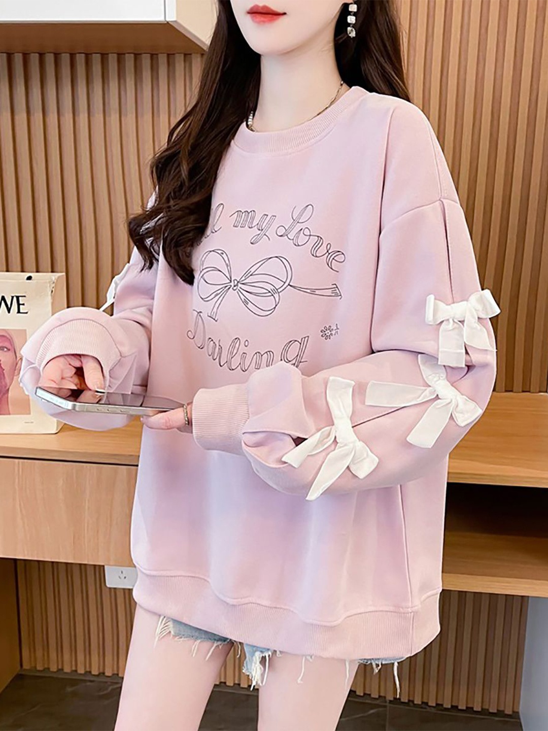 

StyleCast x Revolte Women Typography Printed Cotton Sweatshirt, Pink